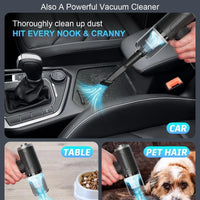 3 in 1 Portable Electric Nail Drill Professional Cleaner Dust Collection /Lighting Car Vacuum 120W High-Power Handheld Wireless Vacuum Cleaner Home Car Dual USB Rechargeable (Black)