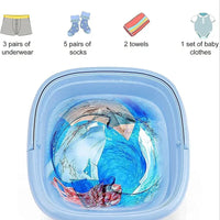 2Kg Portable Foldable Mini Top Loading Washing Machine with Spinner & Dryer for Baby Clothes, Semi Automatic Bucket Washer with Modes for Home, Travel & Multipurpose (Multi)